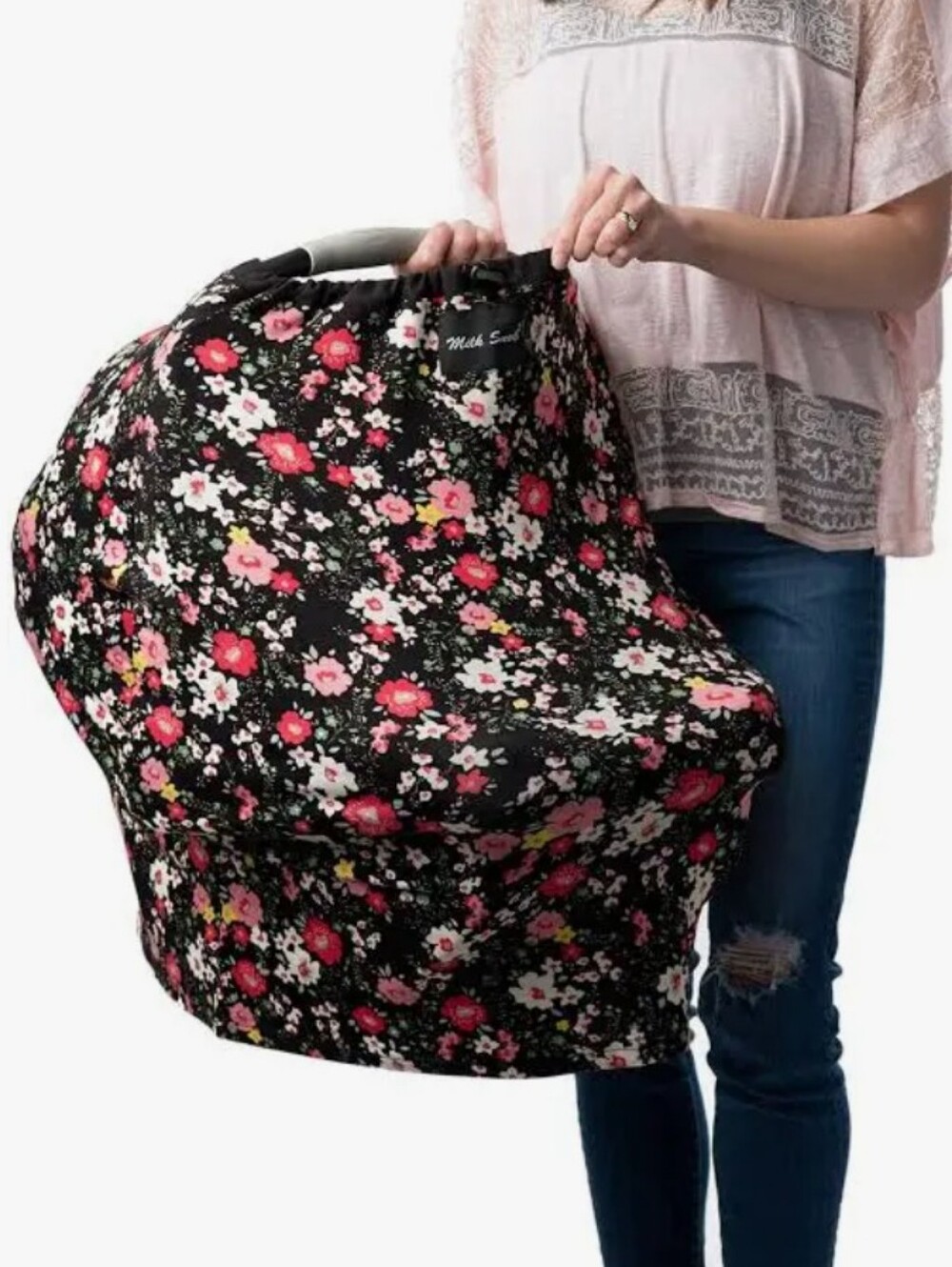 Milk Snob Infant Baby Cover/ Carrier/ Nursing Cover in Black Pink & Red Blooms